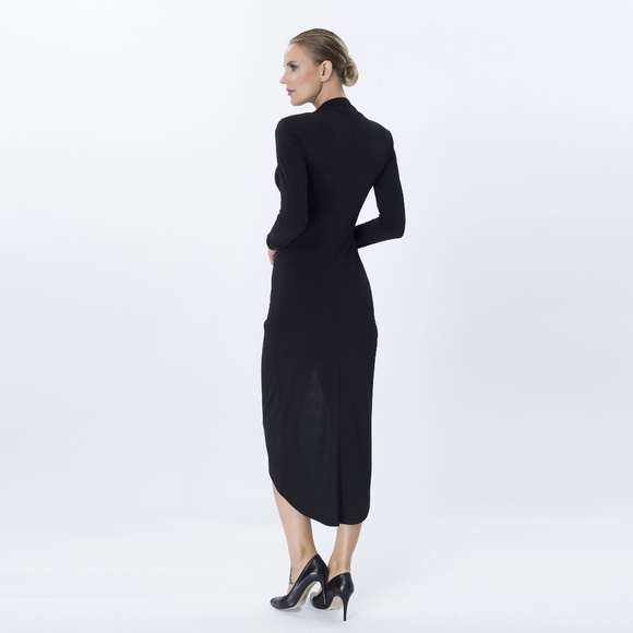 Explosion London Black long sleeve neck midi dress - Picture 3 of 8